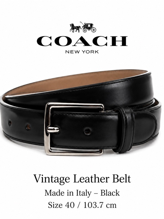 Other - Coach Vintage Leather Belt – Made in Italy – Black – Size 40 / 103.7 cm